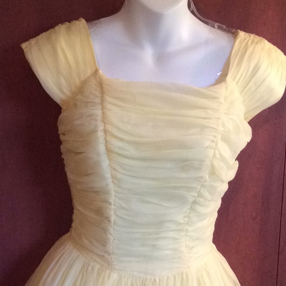 Vintage 50s Yellow Prom Dress